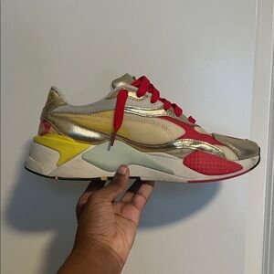 Puma Gold and Red Athletic Shoes